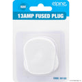 13A 3 Pin Plugs Fused - White - On Card