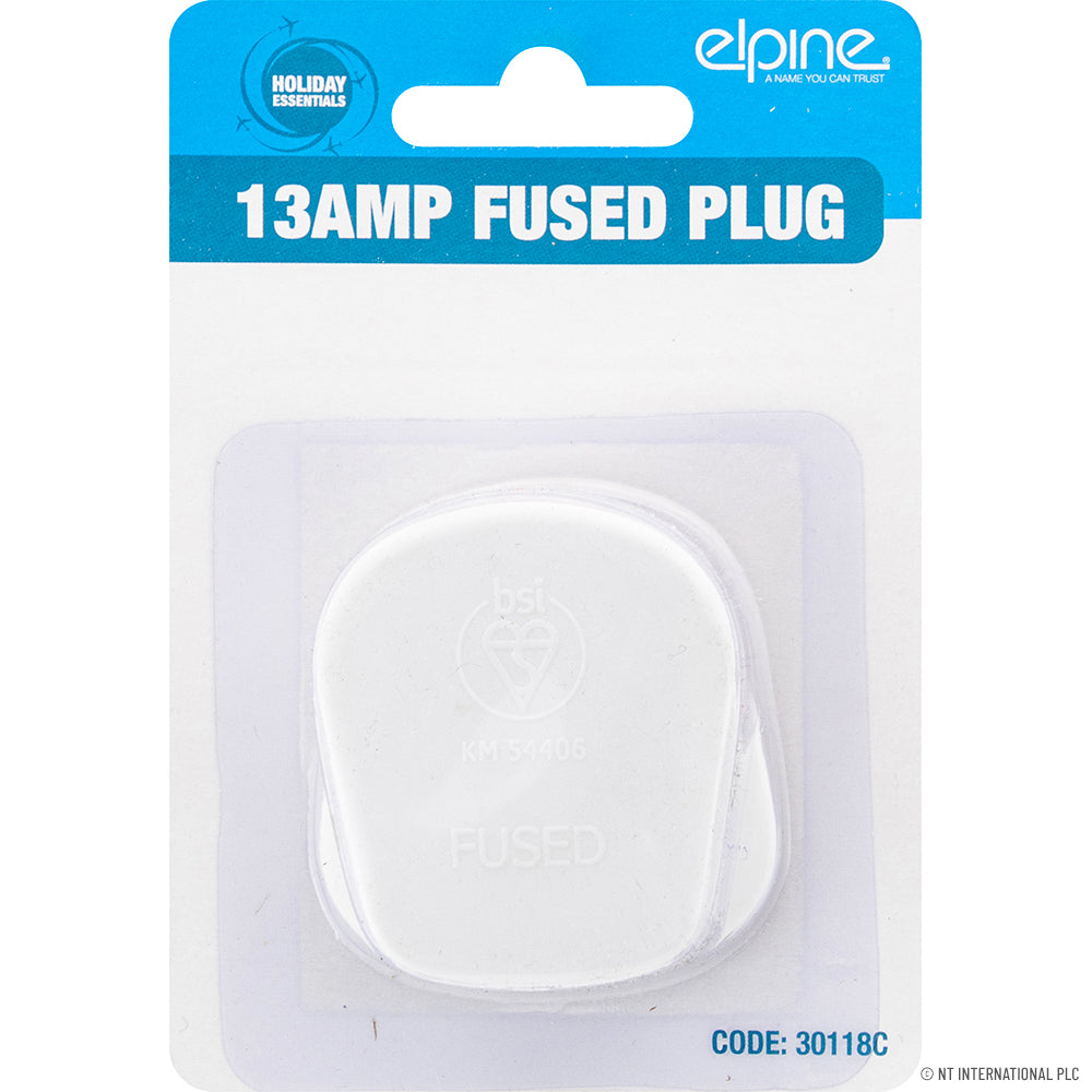 13A 3 Pin Plugs Fused - White - On Card
