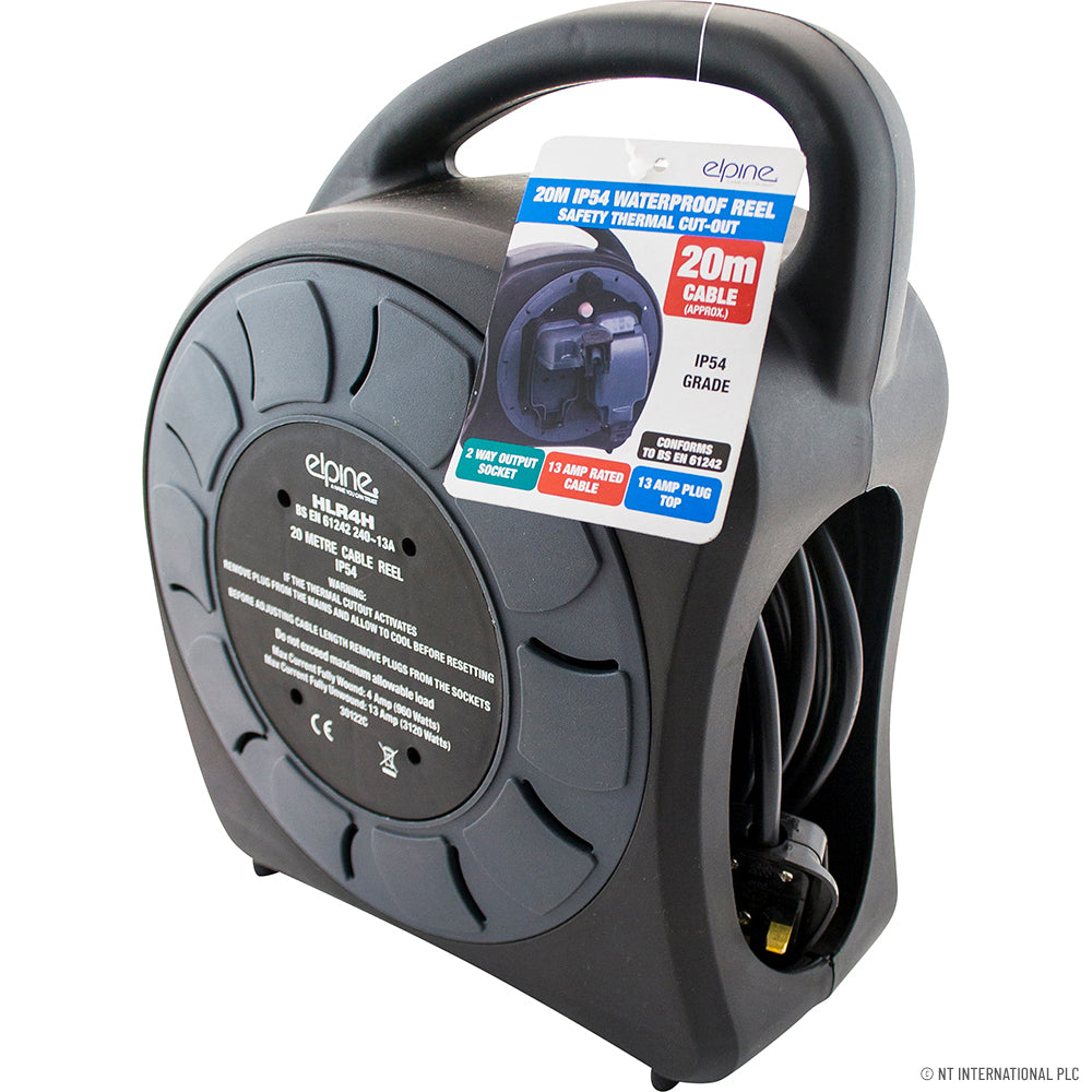 20m 2 Gang IP Waterproof Cable Reel Outdoor