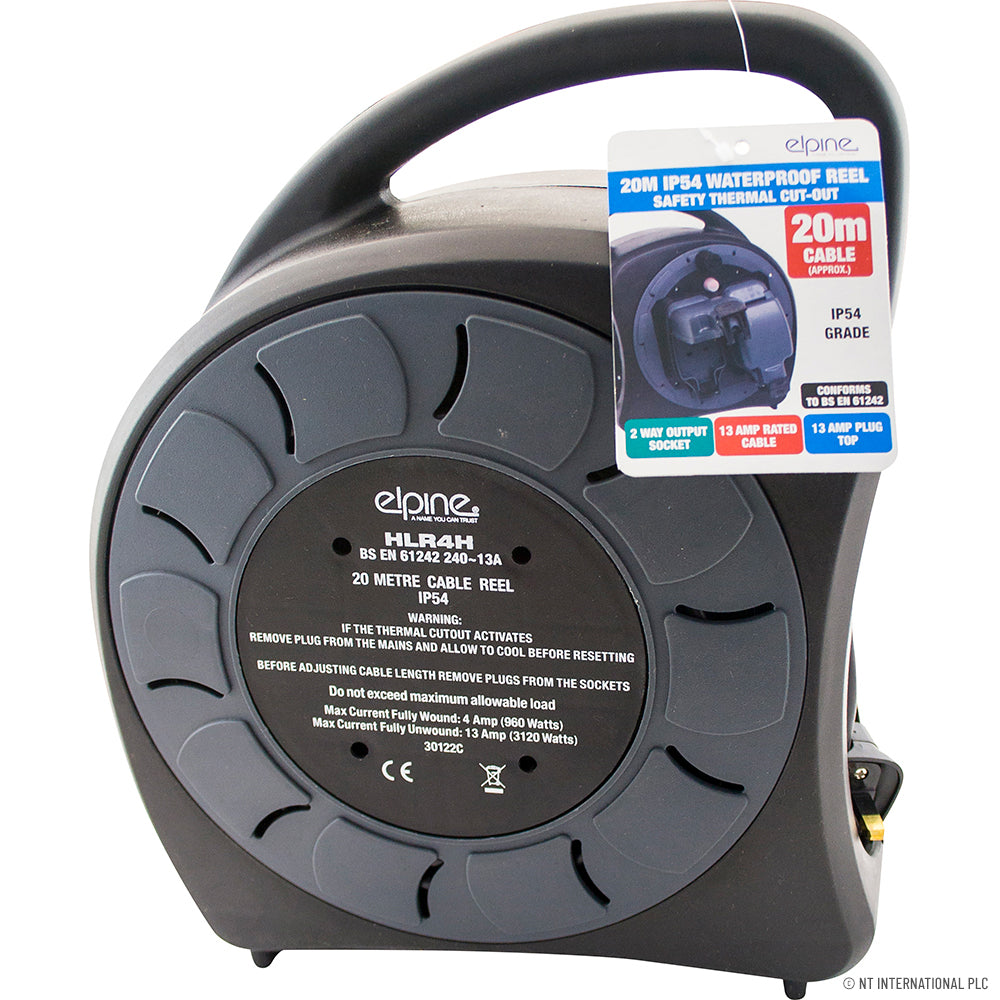 20m 2 Gang IP Waterproof Cable Reel Outdoor