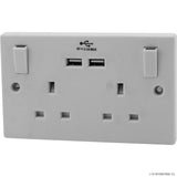 Double Switched Socket 2 USB ( 5 ) White