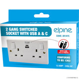 Peak Kit New Double Socket W/2USB,Type A+C 2.4 A,Colou - Peak Kit
