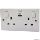 New Double Socket W/2 USB, Type A+C 2.4A, Pol