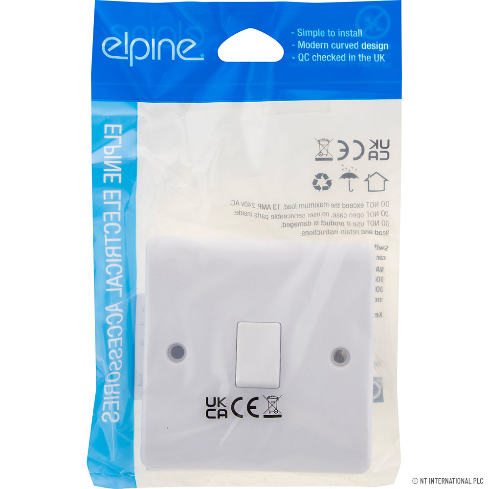 Peak Kit Slim Curve 10A Light Switch 1G 2 Way ( White - Peak Kit