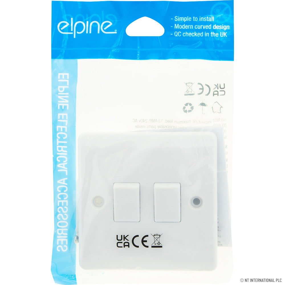Slim Curve 10A Light Switch 2G 2 Way ( White