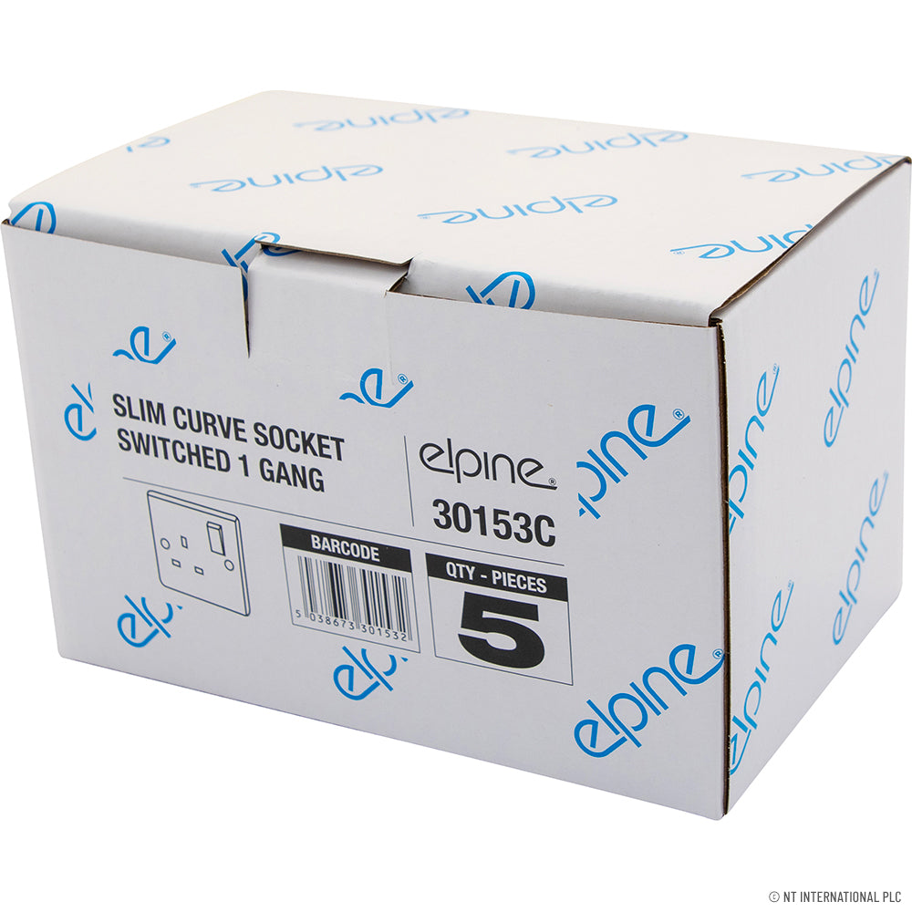 Slim Curve Switched Socket 1 Gang ( White )
