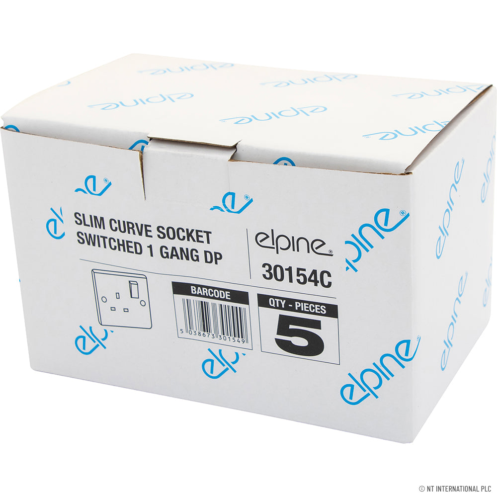 Slim Curve Switched Socket 1 Gang DP ( White