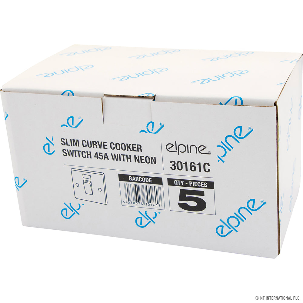 Slim Curve 45A Cooker Switch With Neon ( Whit