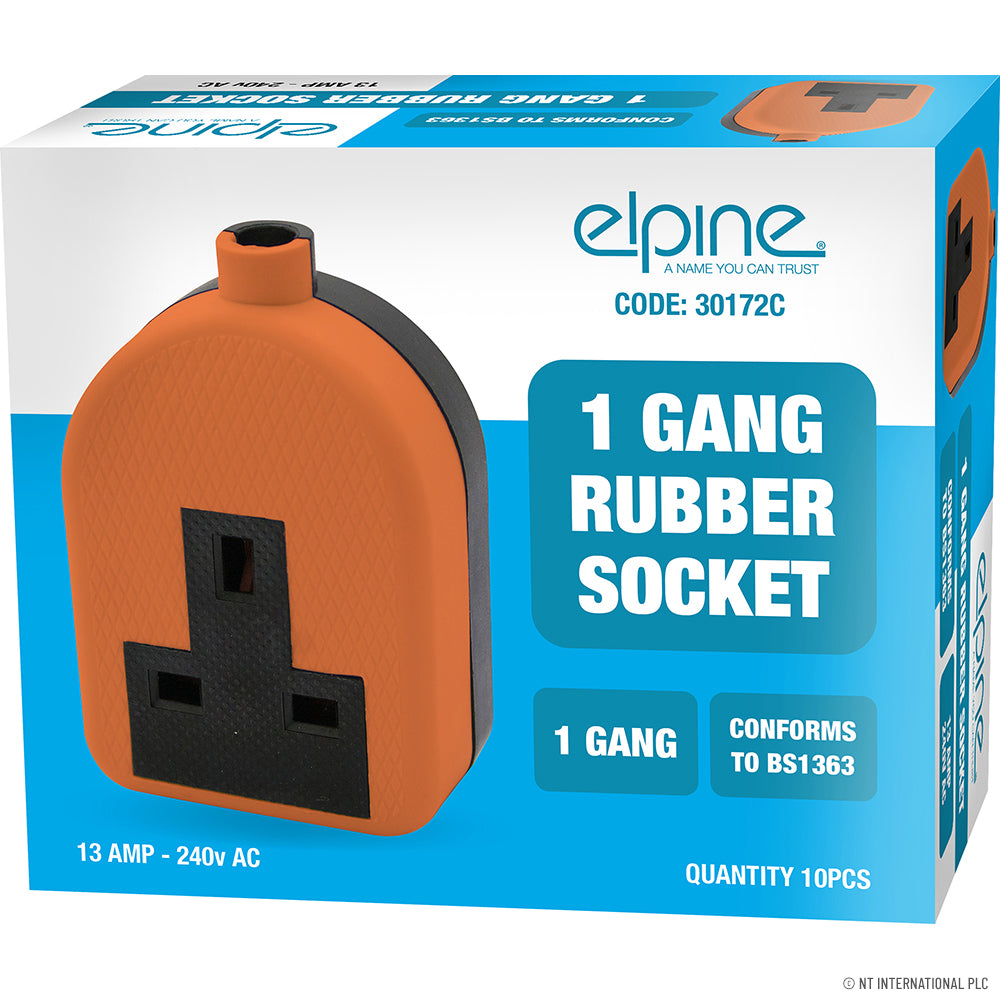 13 AMP 1GRubber Socket,Orange