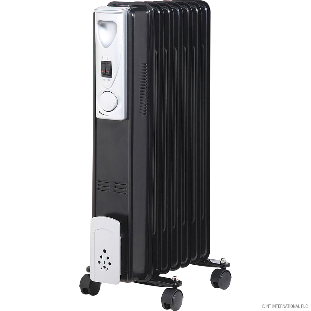 1500w 7 Fin Oil Filled Radiator Heater Black