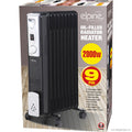 2000w 9 Fin Oil Filled Radiator Heater Black