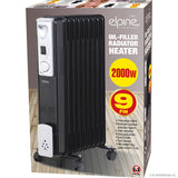 Peak Kit 2000w 9 Fin Oil Filled Radiator Heater Black - Peak Kit