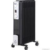 2000w 9 Fin Oil Filled Radiator Heater Black