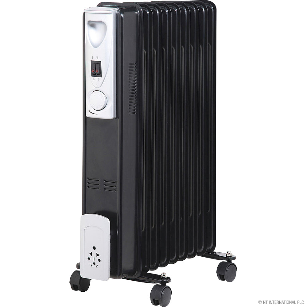 2000w 9 Fin Oil Filled Radiator Heater Black