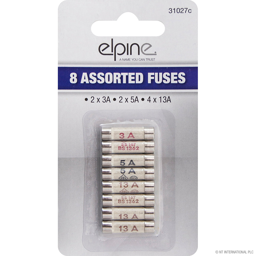 8pc Assorted Fuses 3A, 5A and 13A