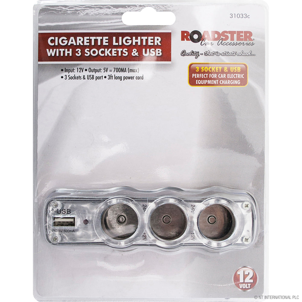 Peak Kit 3 Way 12v Car Cigarette Lighter Socket & USB - Peak Kit