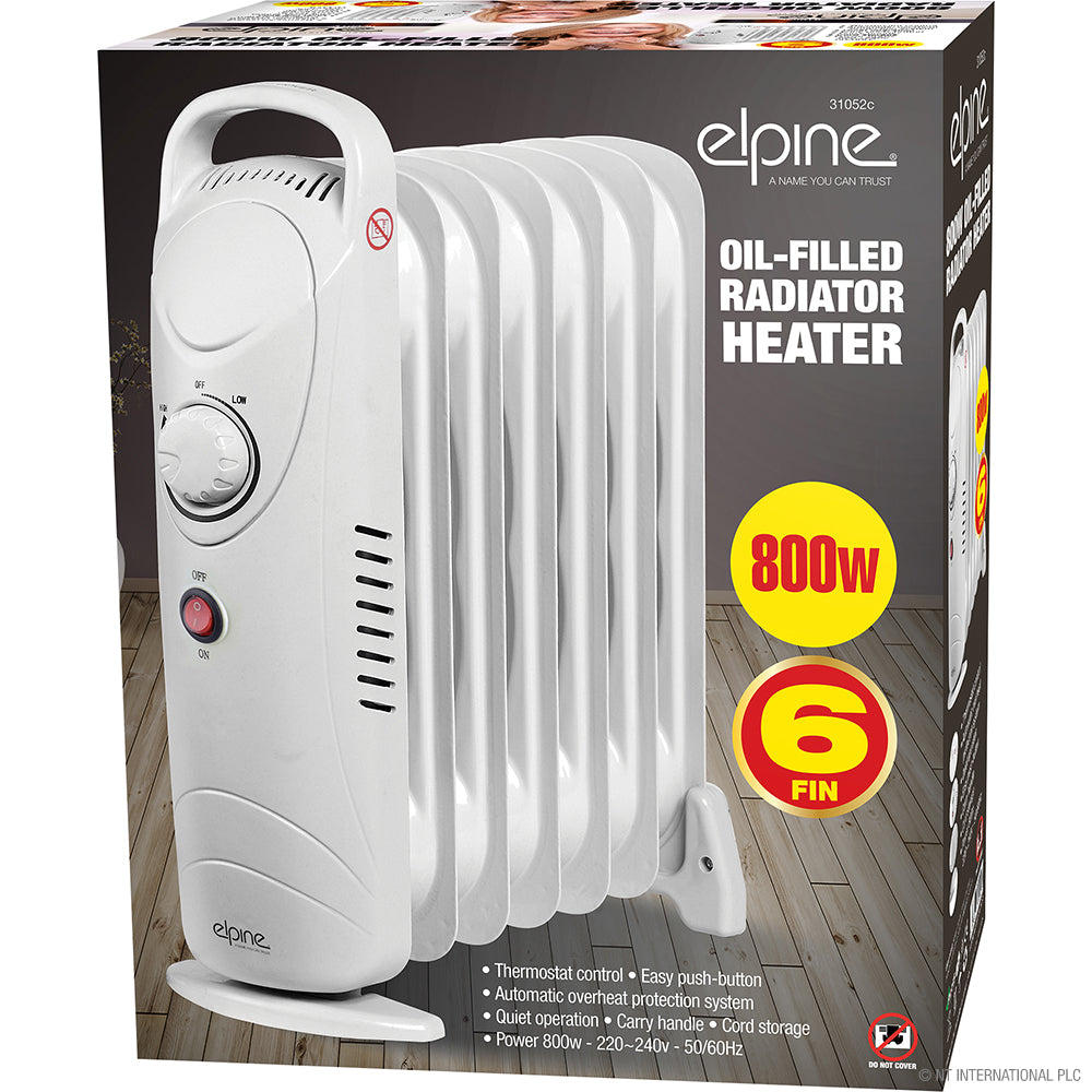 Peak Kit 800w 6 Fin Oil Filled Radiator Heater White - Peak Kit