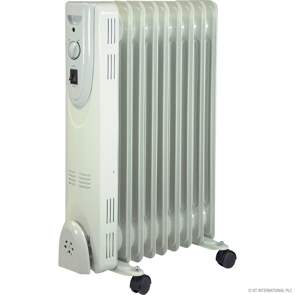 2000w 9 Fin Oil Filled Radiator Heater Black