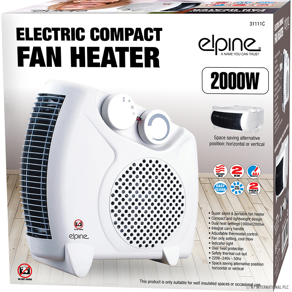 Peak Kit 2000w Electric Fan Heater - Flat - Peak Kit