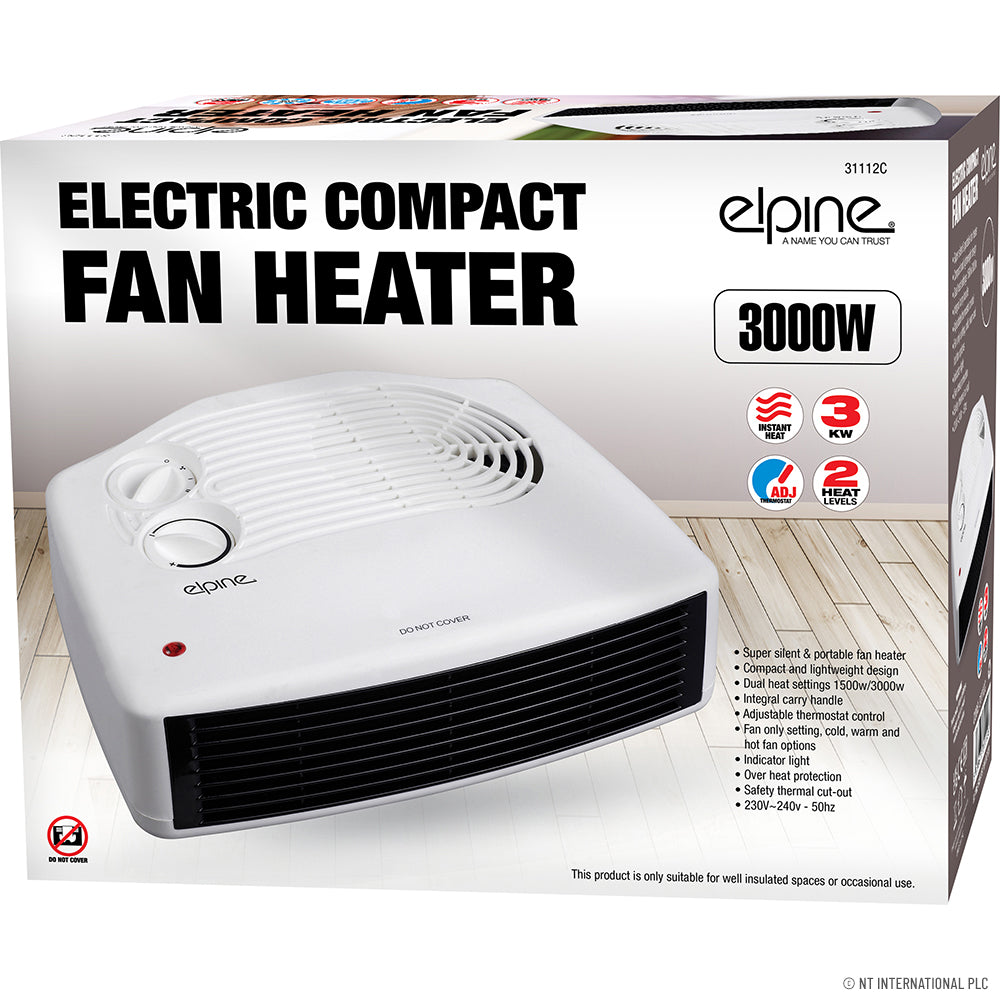 3000w Compact Fan Heater - White
