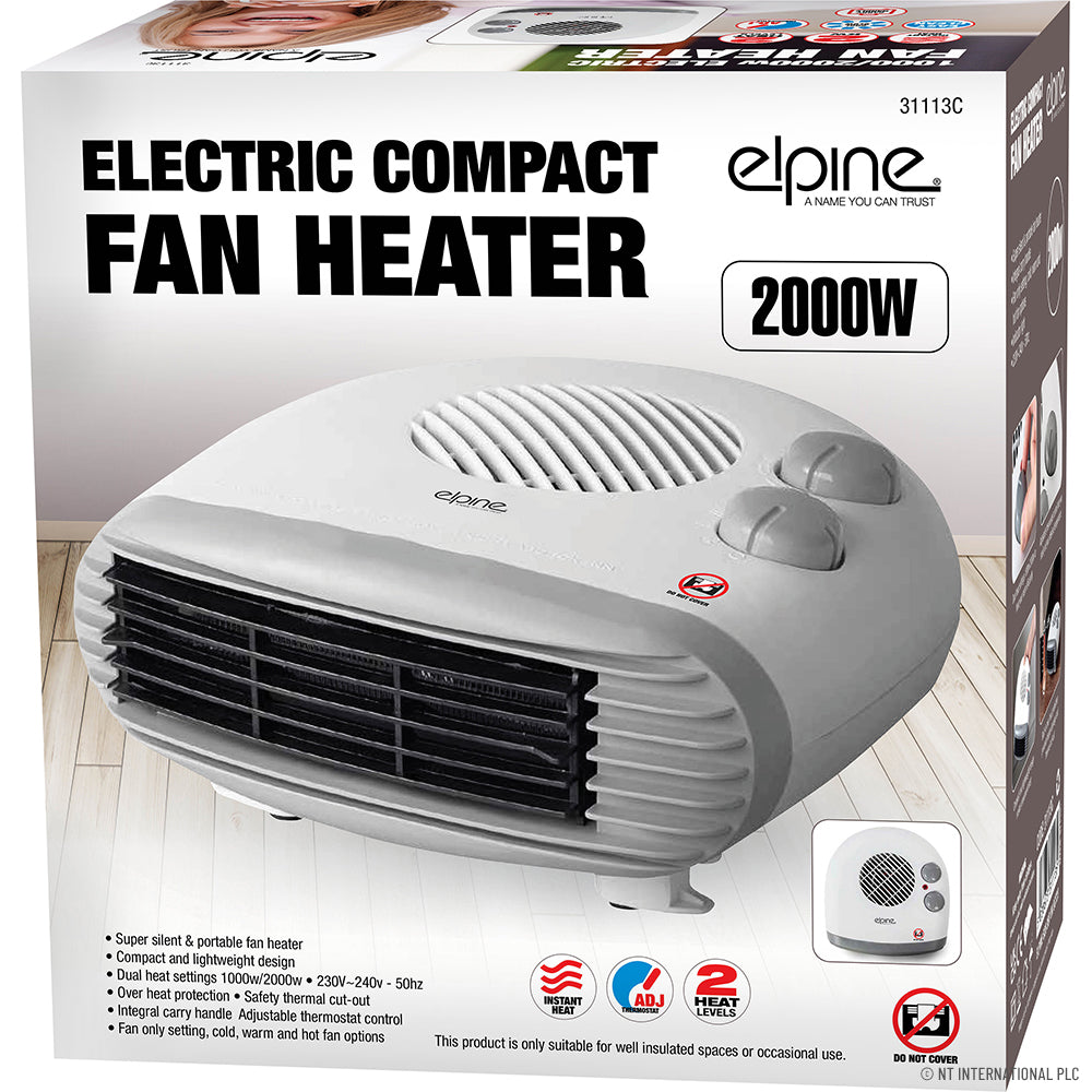 2000w Compact Fan Heater - White