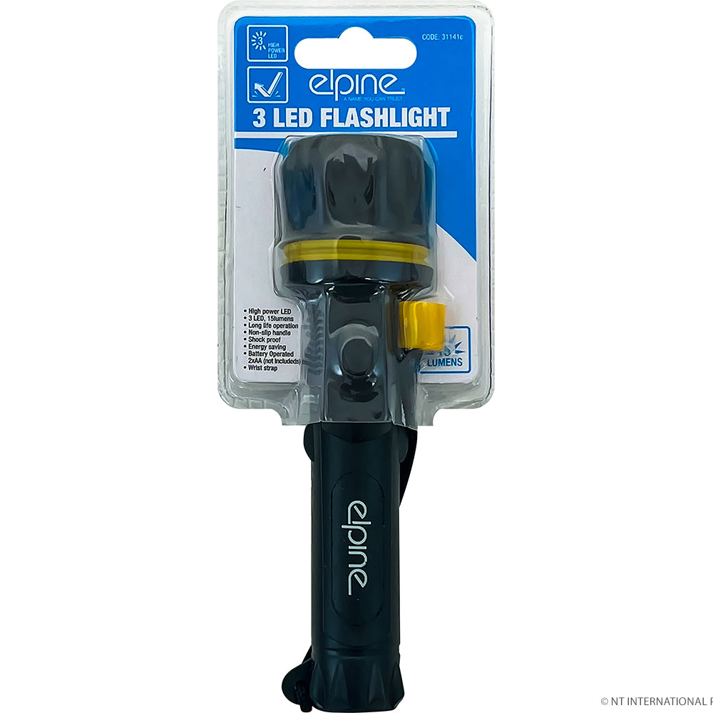 3 Led Flashlight - Black - Half Blister