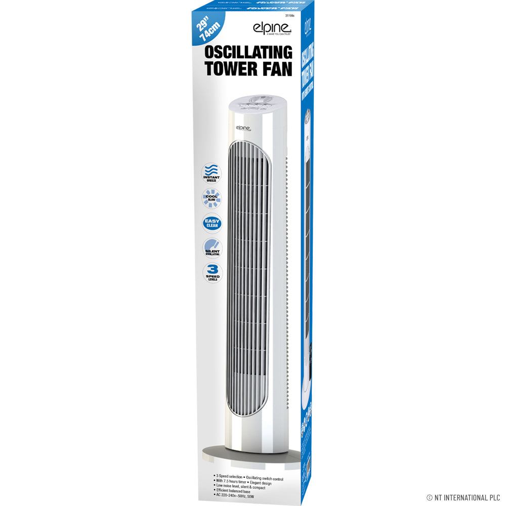 29" 74cm Oscillating Tower Fan - White
