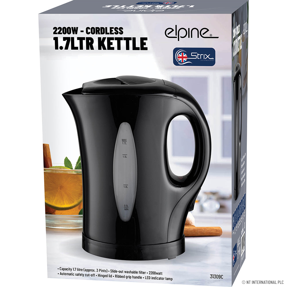 1.7L Cordless Kettle Black 220-240V/1850-2200
