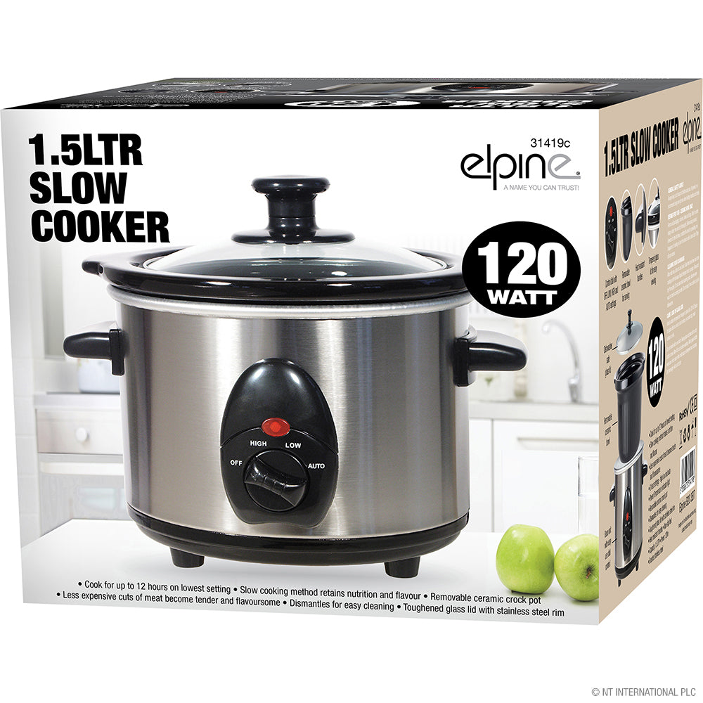 Peak Kit 1.5L 120w Stainless Steel Slow Cooker - Peak Kit