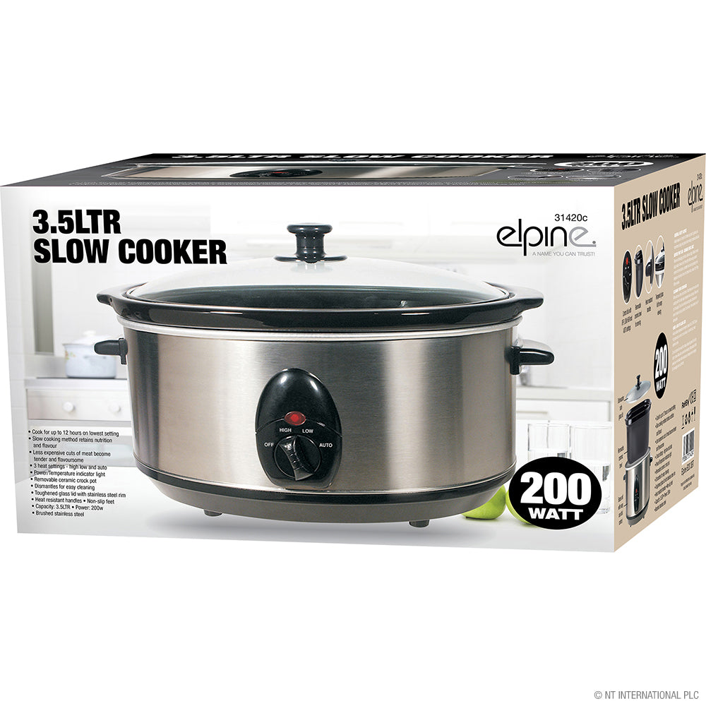 Peak Kit 3.5L 200w Stainless Steel Slow Cooker - Peak Kit