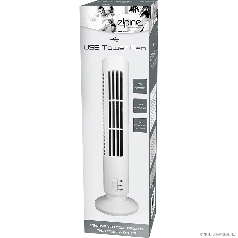 Peak Kit Mini Tower Desk Fan - USB - White - Peak Kit