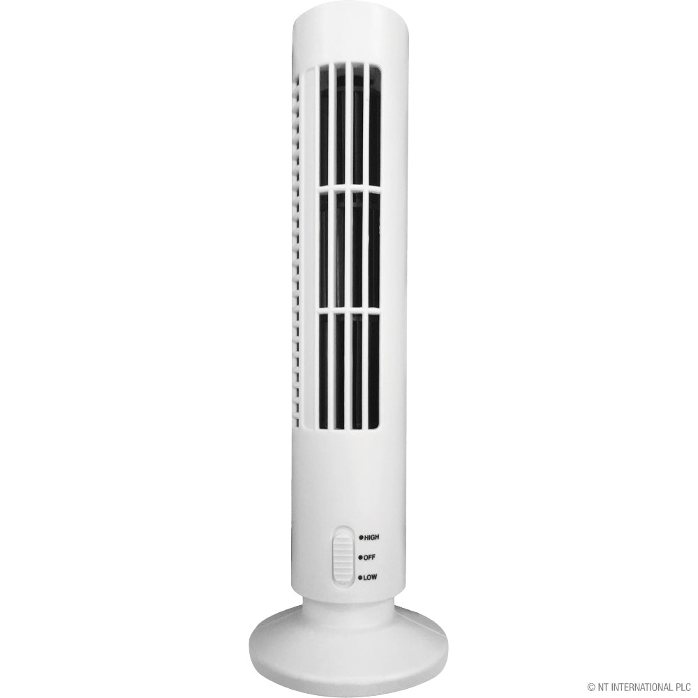 Mini Tower Desk Fan - USB - White