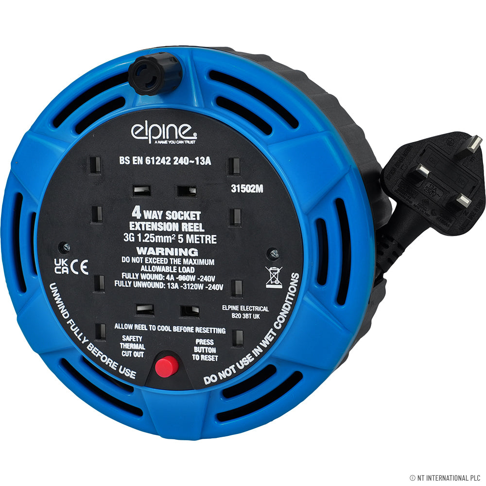 4 Way 5m Cable Reel