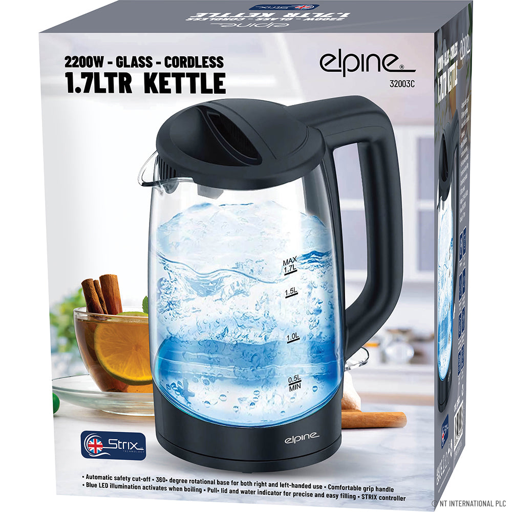 1.7L Cordless Kettle 2200w - Glass