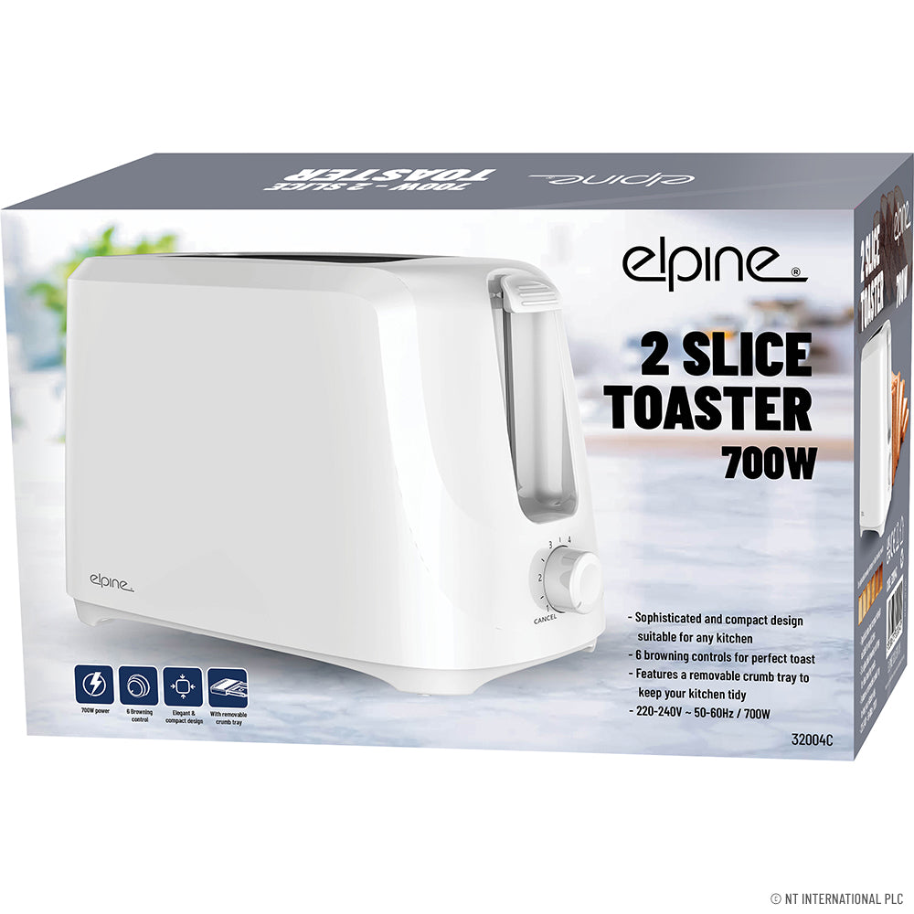 Peak Kit 2 Slice Toaster 700w - White - Peak Kit