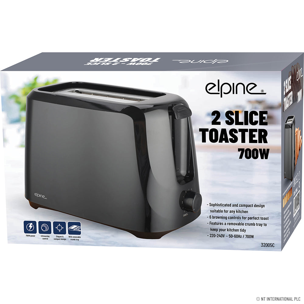 Peak Kit 2 Slice Toaster 700w - Black - Peak Kit