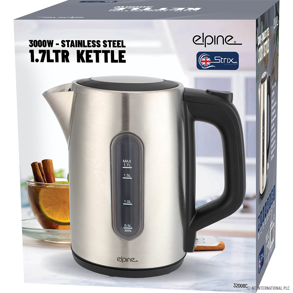 1.7L Stainless Steel Kettle 3000w - Brushed