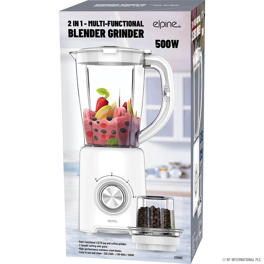 2 in 1 500w Blender With Grinder - White