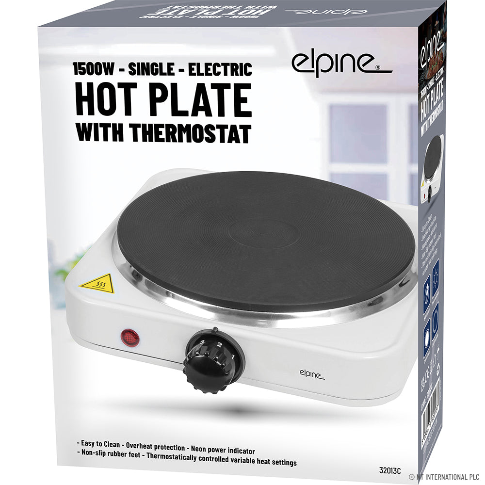 1500w Single Hot Plate - White
