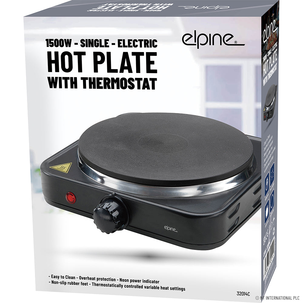1500w Single Hot Plate - Black