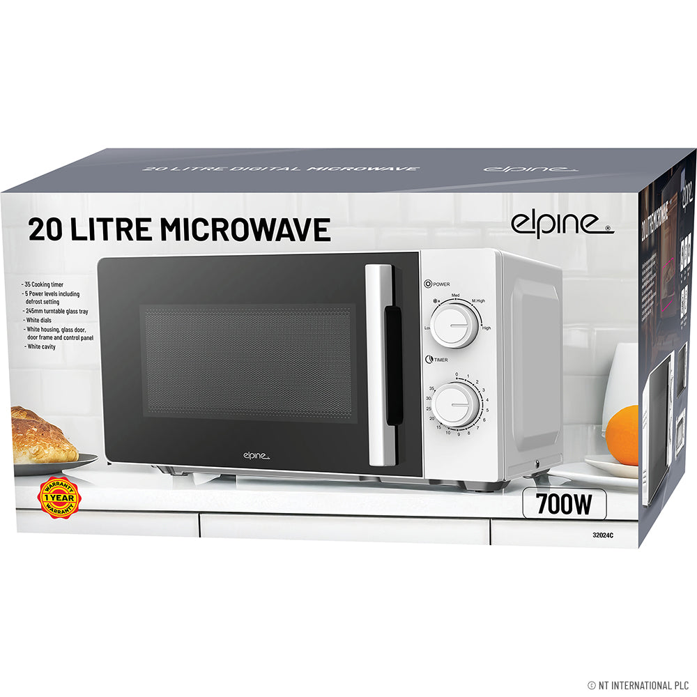 Peak Kit 20L Manual Microwave Oven- White - Peak Kit