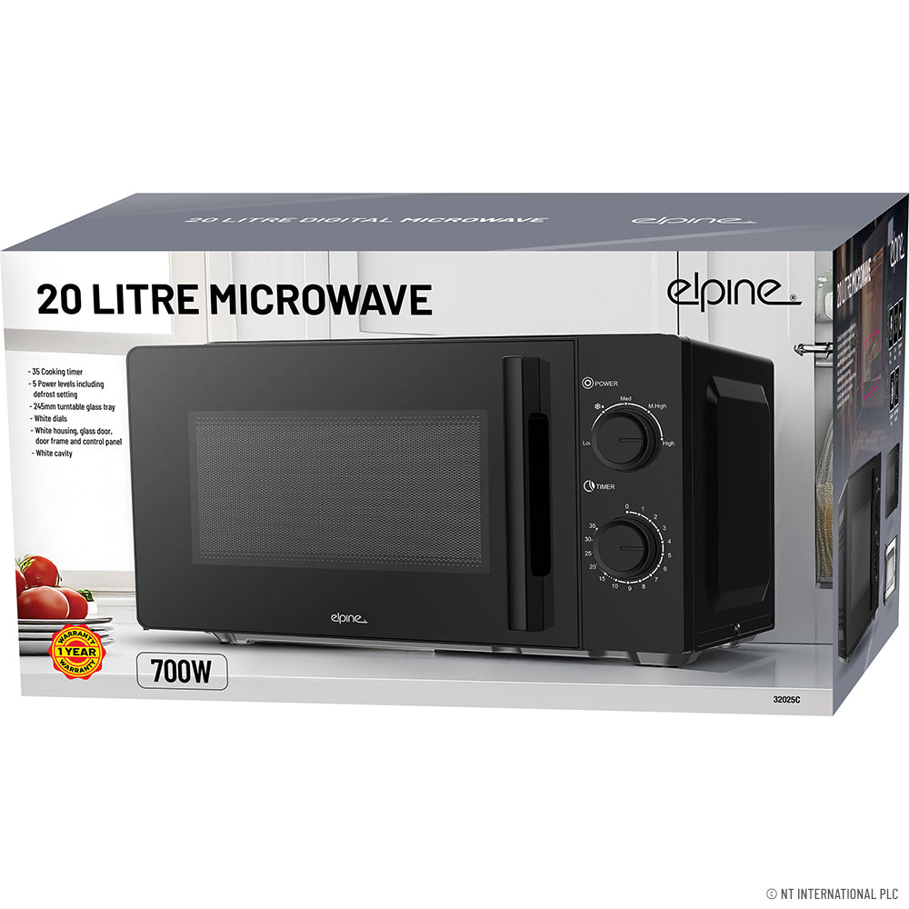 Peak Kit 20L Manual Microwave Oven- Black - Peak Kit