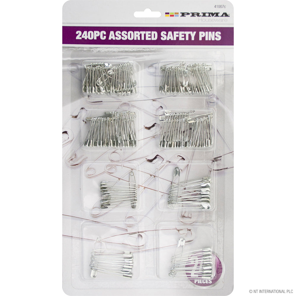 Peak Kit 240pc Assorted Safety Pins - Chrome - Peak Kit