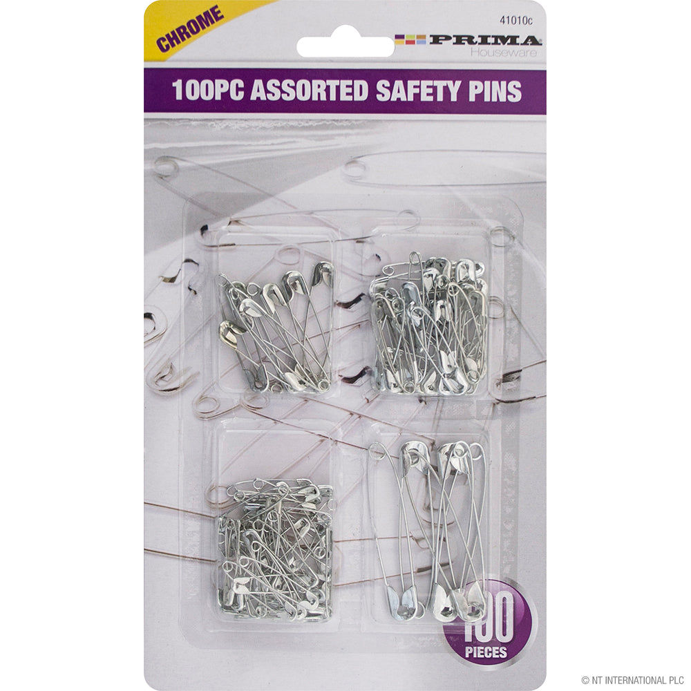 100pc Assorted Safety Pins - Gold