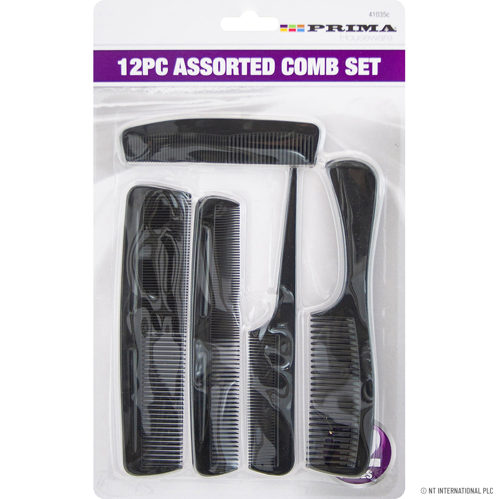 Peak Kit 12pc Assorted Hair Combs - Black - Peak Kit