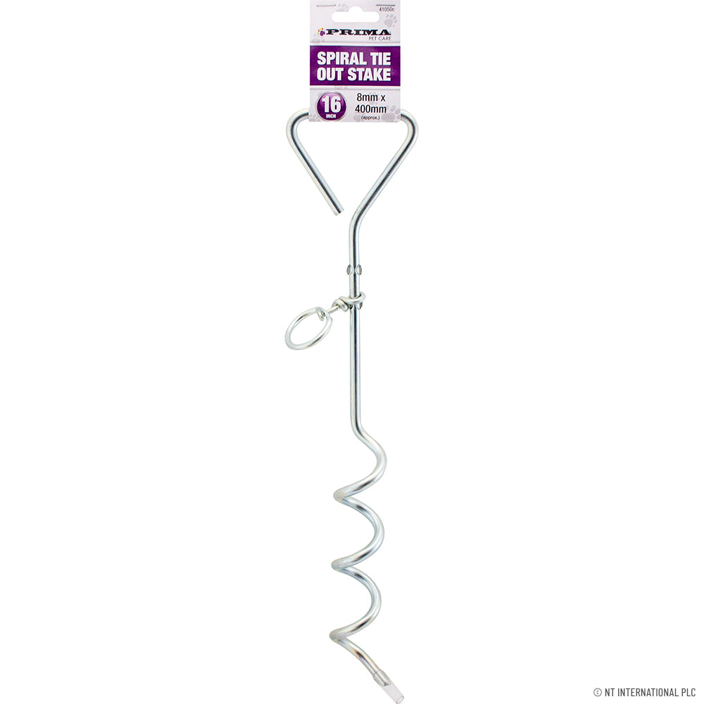 16" Pet Spiral Tie Out Stake Metal ( 8mm )