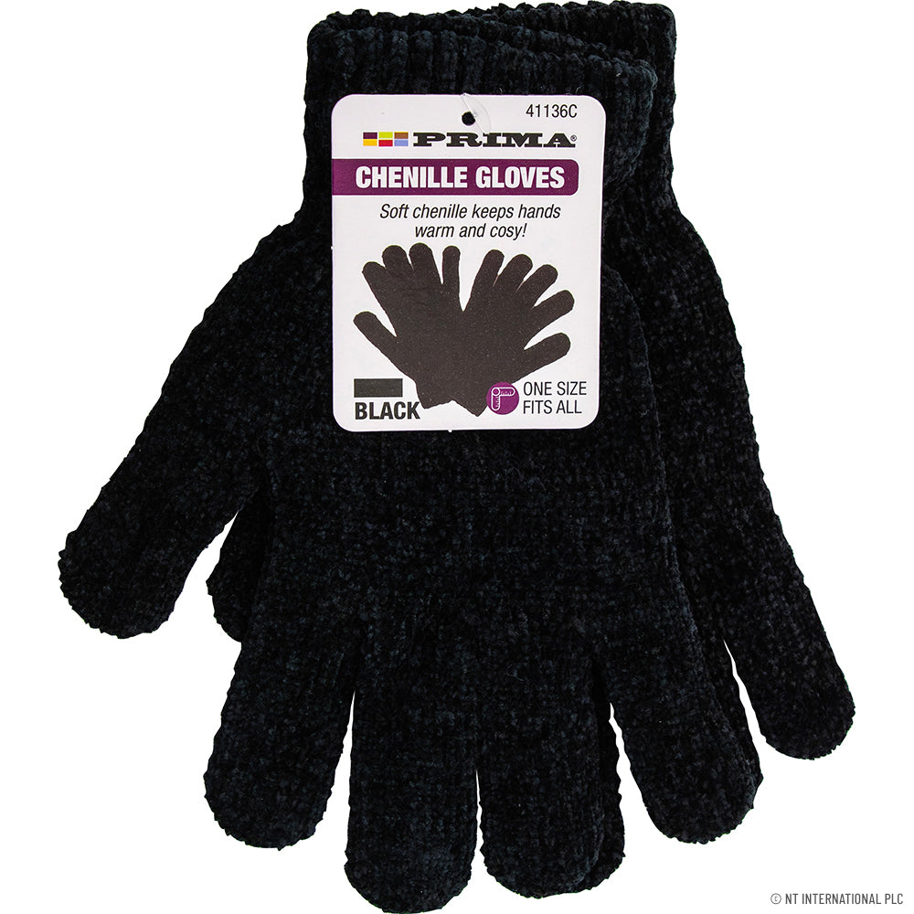 Chenille Gloves-Black