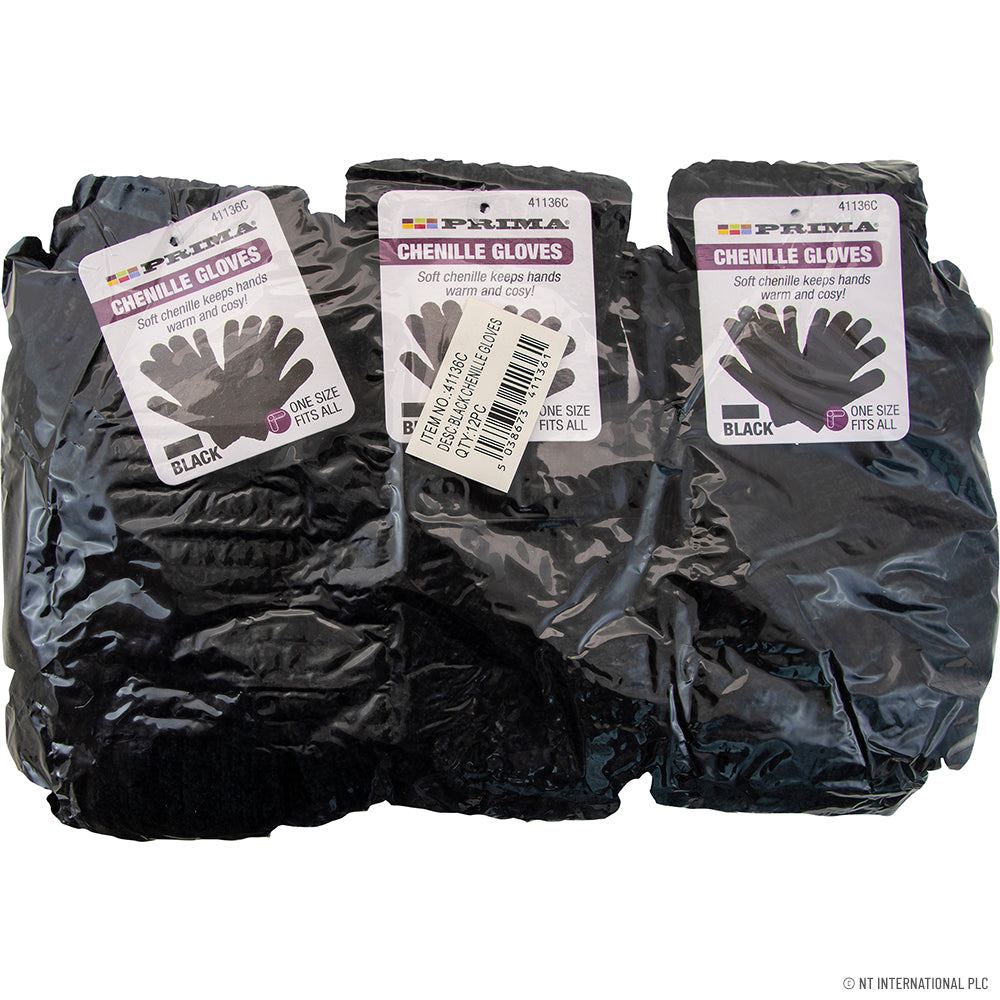 Chenille Gloves-Black
