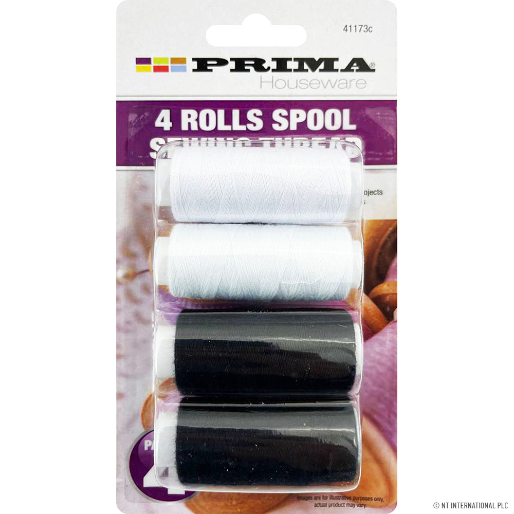 4pc Spool Sewing Thread Black / White