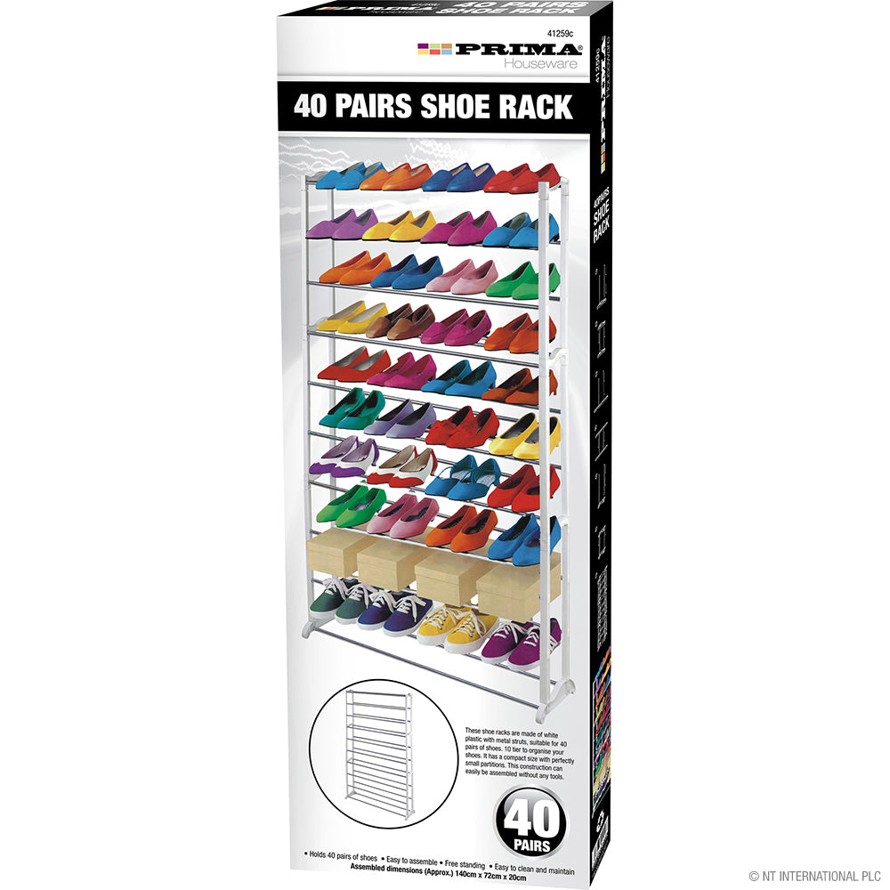 40 Pair Shoe Rack Black - White